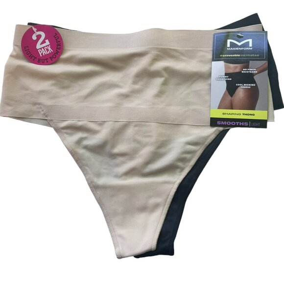Women's‎ Maidenform Shaping Thongs 2 pack Black and Nude Size Small - Picture 1 of 3